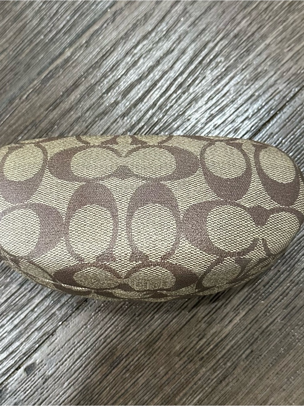 Coach Tan and Brown Signature Logo Eyeglass Case